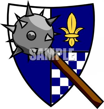 334x350 Morning Star Spiked Weapon And A Coat Of Arms Clip Art