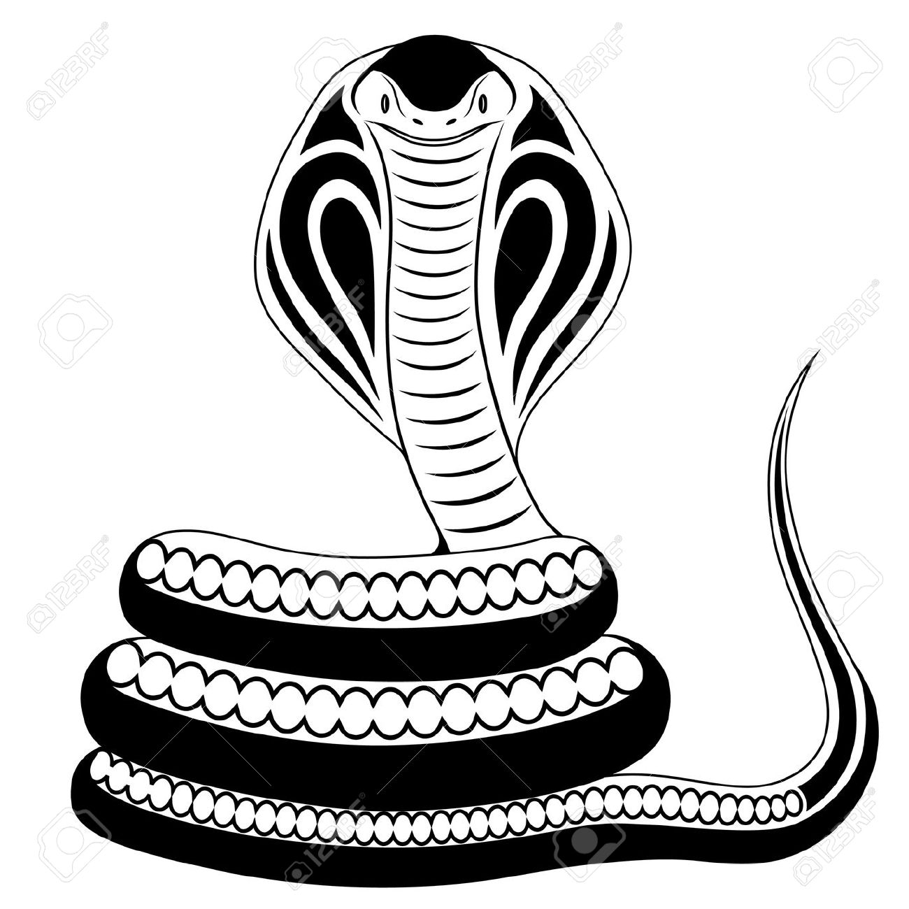 1300x1300 King Cobra Clipart Black And White