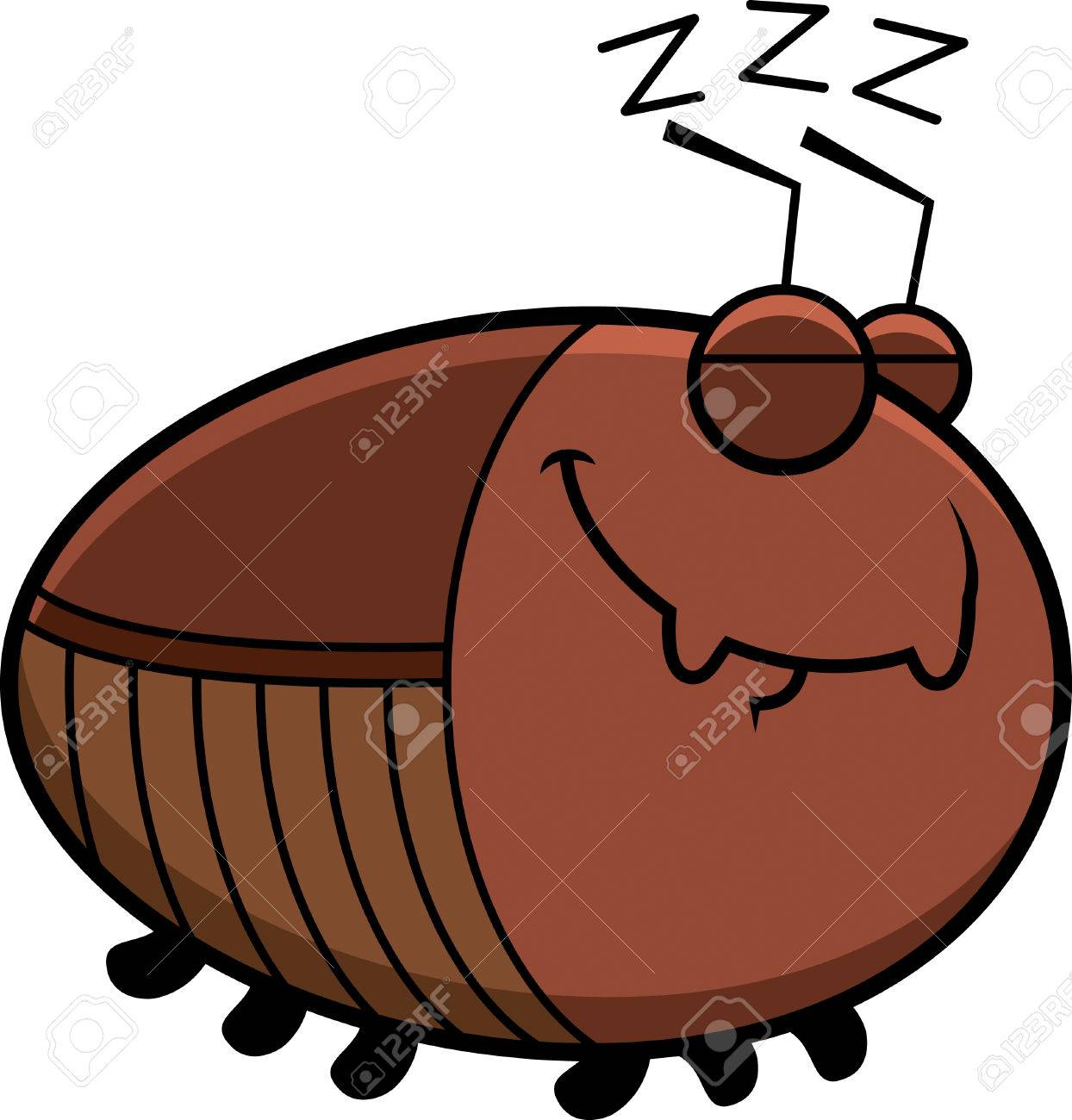 1244x1300 A Cartoon Illustration Of A Cockroach Sleeping. Royalty Free