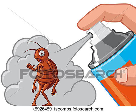450x369 Stock Illustration Of Spraying Insecticide On Cockroach K5926459