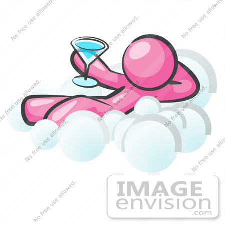 450x450 Cliprt Graphic Of Pink Guy Character Drinking Cocktail On
