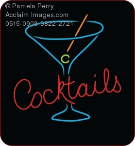 278x300 Clip Art Illustration Of A Neon Cocktails Sign