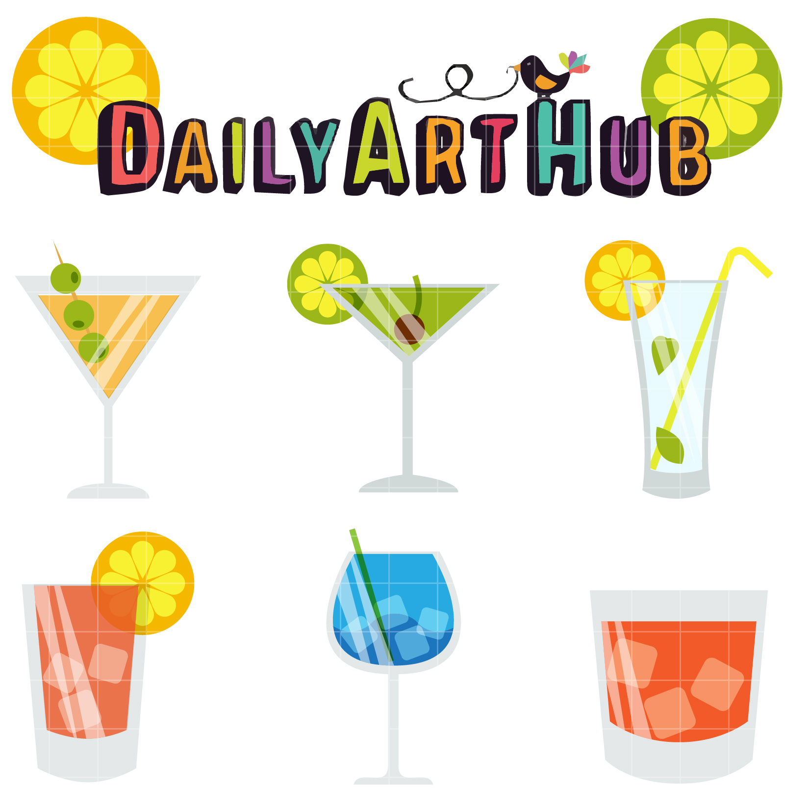1650x1650 Cocktails Clip Art Set Daily Art Hub