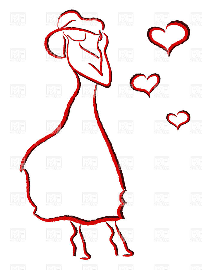 675x900 Contour Of Romantic Young Woman In Big Hat And Cocktail Dress