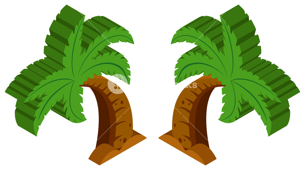 1000x557 3d Design For Coconut Tree Illustration Royalty Free Stock Image