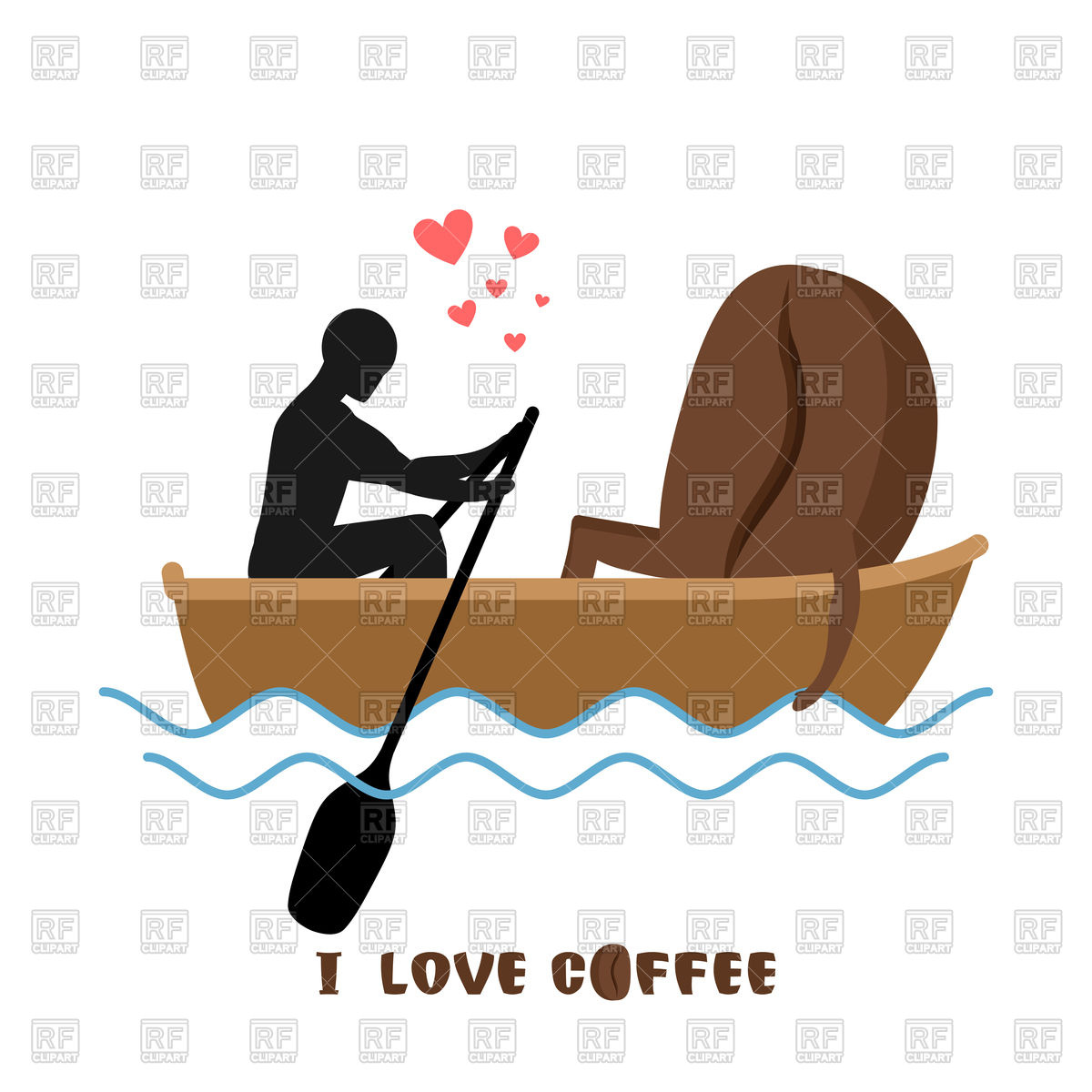 1200x1200 Man And Coffee Bean Ride In Boat Royalty Free Vector Clip Art