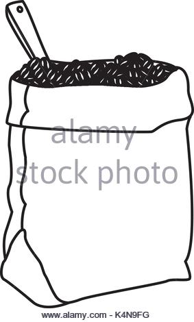 283x470 A Black And White Illustration Of A Bag Of Coffee Beans Stock