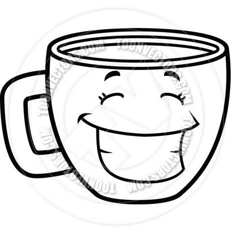 460x460 Coffee Cup Smiling (Black And White Line Art) By Cory Thoman