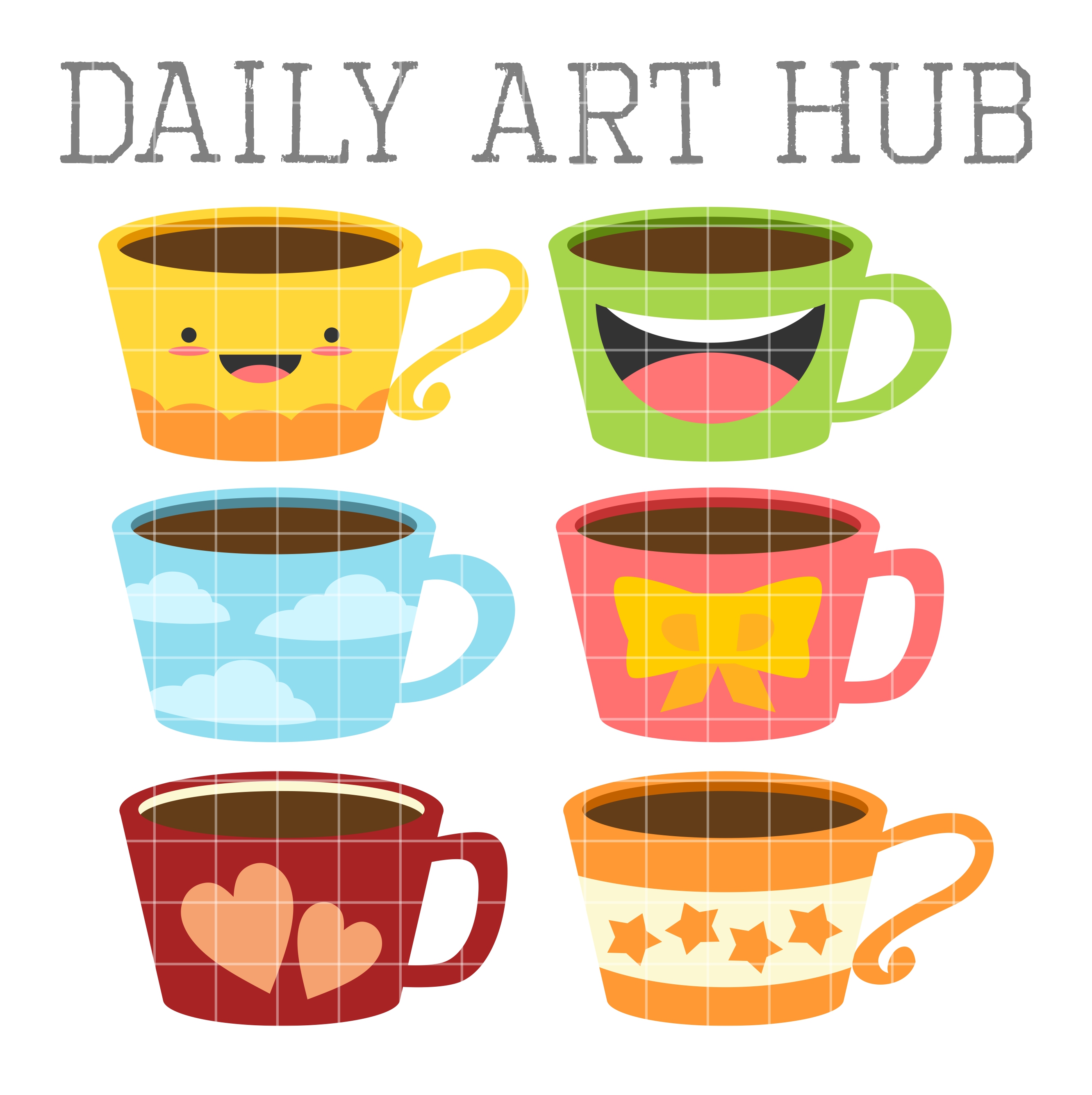2664x2670 Cute Coffee Mugs Clip Art Set Daily Art Hub