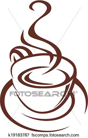 301x470 Clip Art Of Doodle Sketch Of A Steaming Cup Of Coffee K19183787