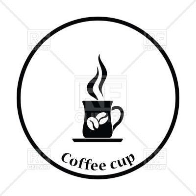 400x400 Thin Circle Design Of Coffee Cup Icon Royalty Free Vector Clip Art