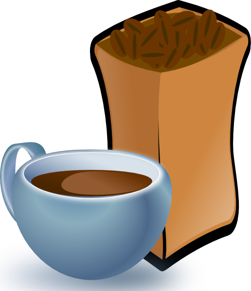 516x598 Cup Of Coffee With Sack Of Coffee Beans Clip Art Free Vector 4vector