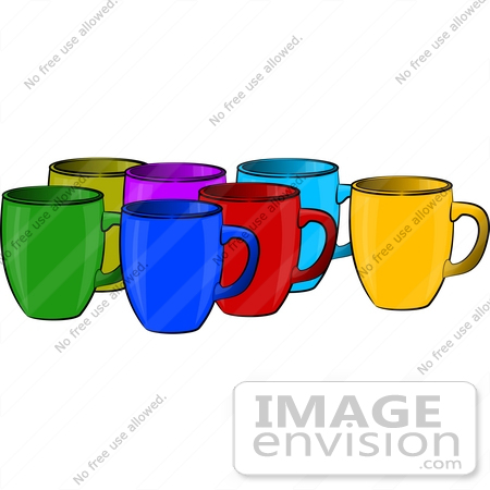 450x450 Group Of Different Colored Coffee Mugs Clipart