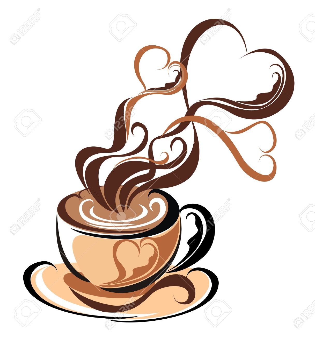 1217x1300 Love Coffee Coffee With Steam Form Of Hearts Royalty Free Cliparts