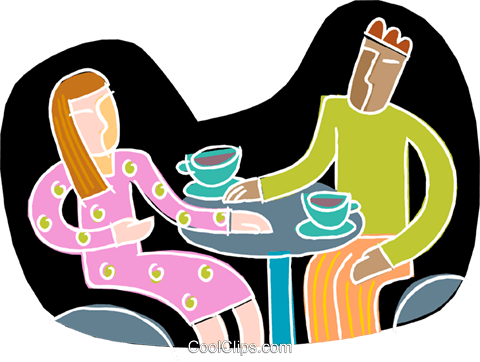 480x362 Conversation Over Coffee Royalty Free Vector Clip Art Illustration