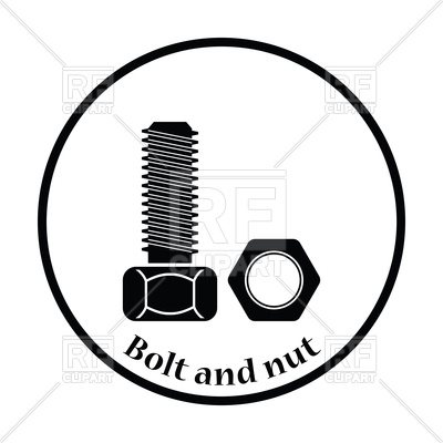 400x400 Thin Circle Design Icon Of Bolt And Nut Royalty Free Vector Clip