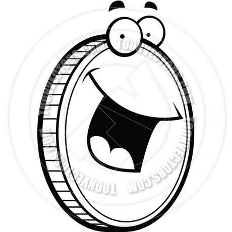 460x460 Gold Coin Smiling (Black And White Line Art) By Cory Thoman Toon