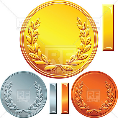 400x400 Blank Templates Of Gold, Silver And Bronze Coins Or Medals