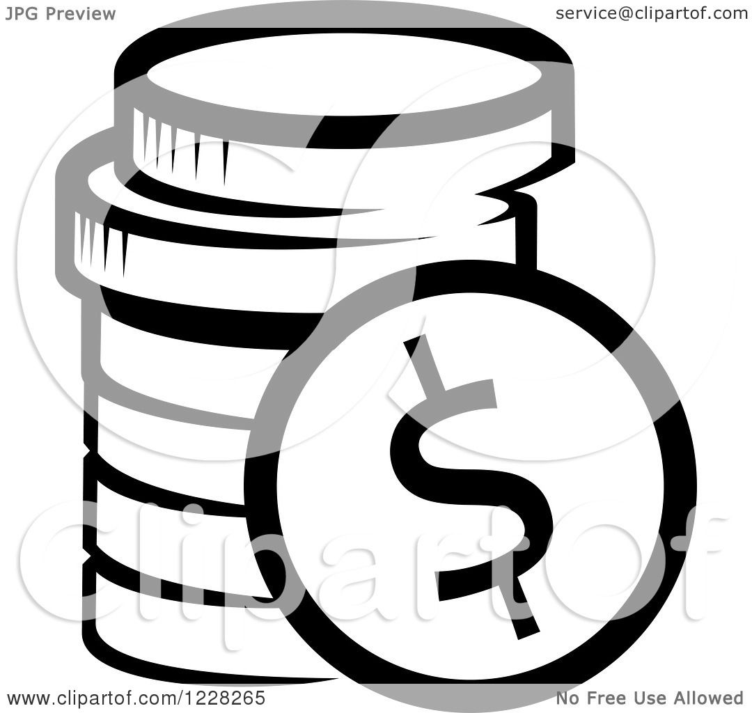 1080x1024 Clipart Of A Black And White Stack Of Coins