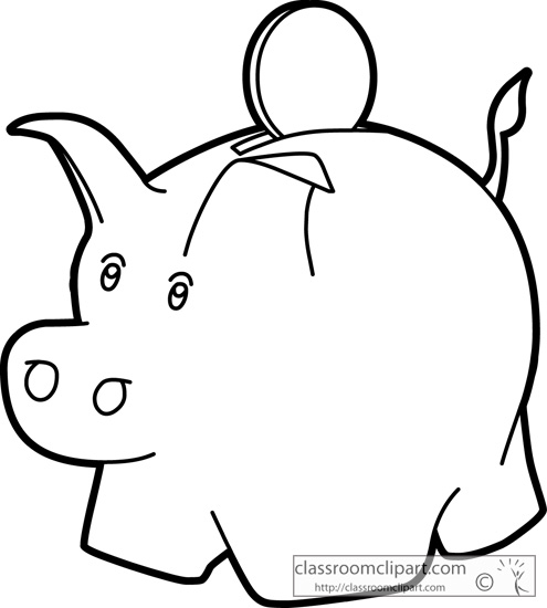 495x550 Piggy Bank Black And White Clipart