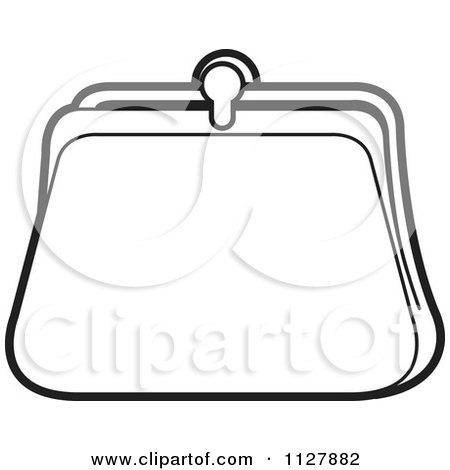 450x470 Clipart Of A Black And White Coin Purse