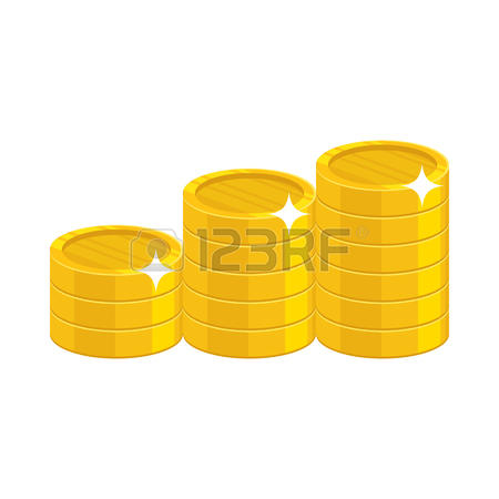 450x450 Cartoon Gold Coins. Having A Lot Of Money And Possessions Symbol
