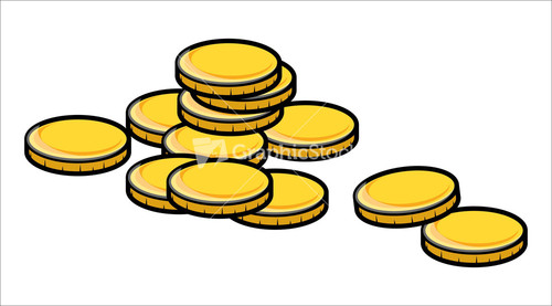 500x277 Cartoon Gold Coins Clipart Vector Illustration Stock Image