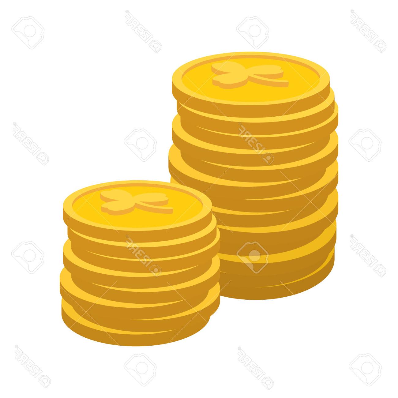 1300x1300 Hd Lucky Gold Coin Cartoon Icon On White Background Stock Vector