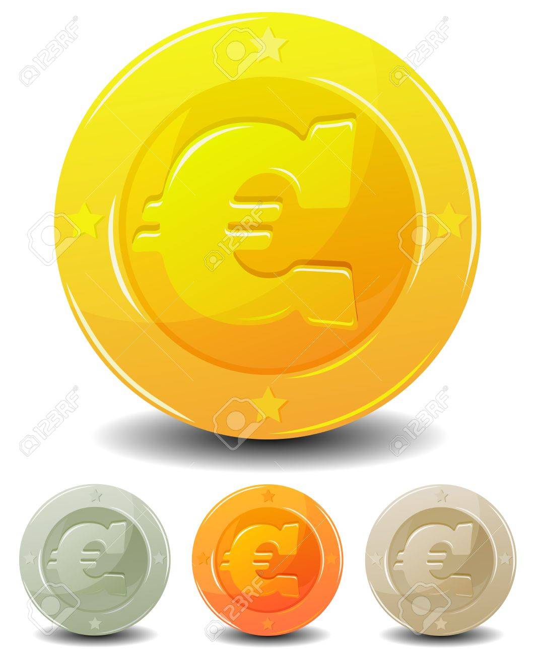 1064x1300 Illustration Of A Set Of Cartoon Glossy And Bright Euro Currency