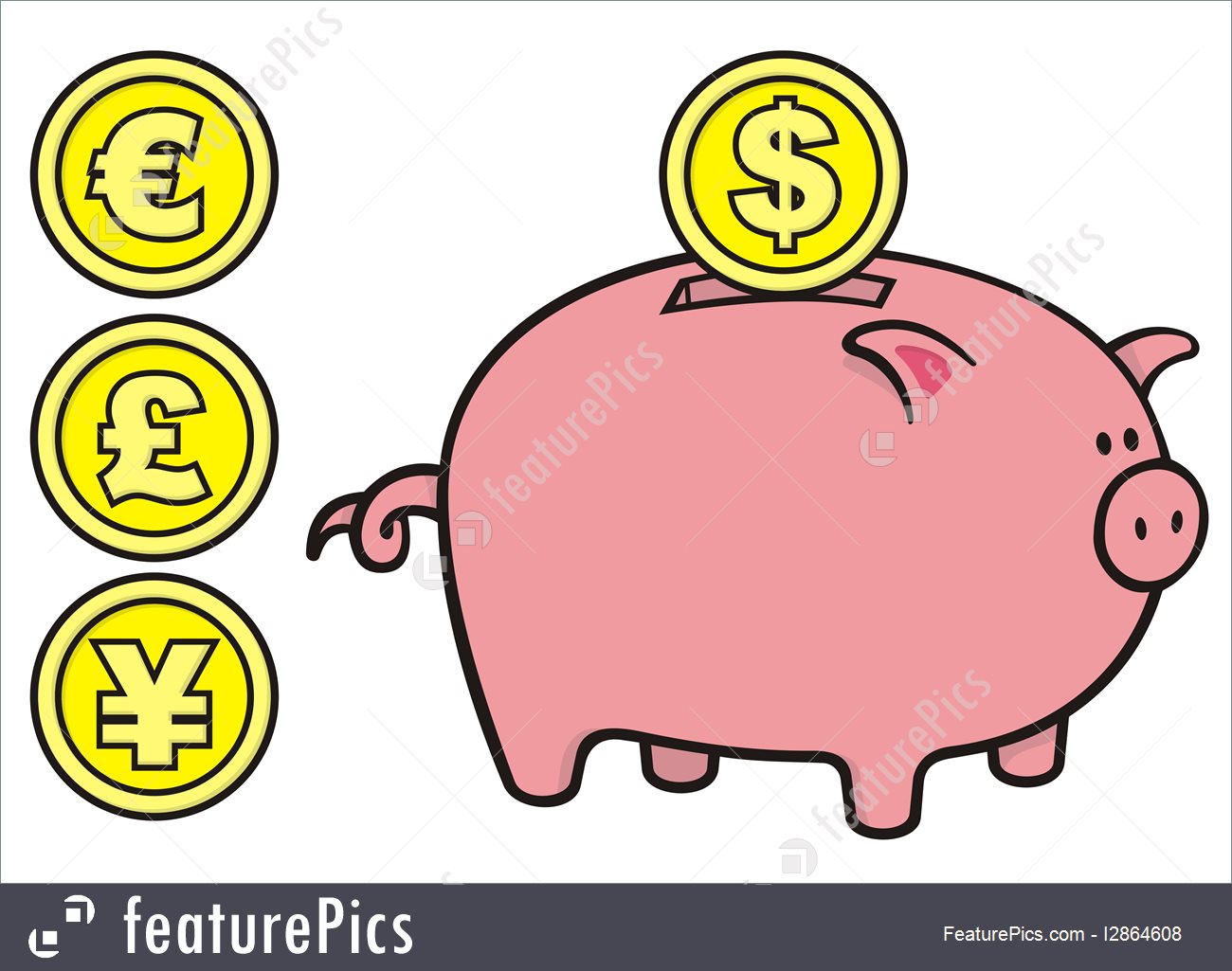 1300x1025 Piggy Bank With Coins Illustration