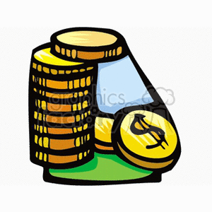 300x300 Royalty Free Cartoon Gold Coins 149753 Vector Clip Art Image