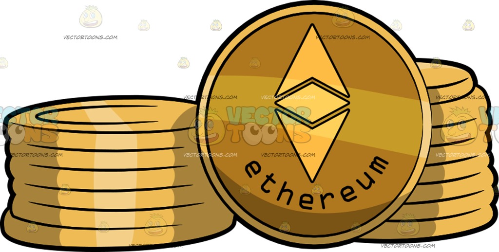 1024x518 Stacks Of Ethereum Coins Cartoon Clipart