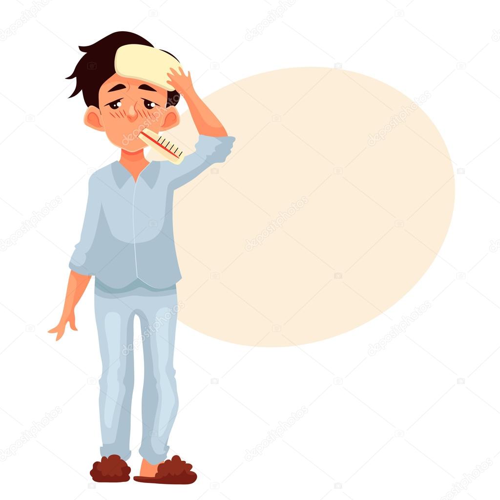 1024x1024 Little Boy Having Cold With Thermometer In His Mouth Stock