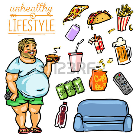 450x450 Unhealthy Lifestyle. Hand Drawn Cartoon Collection, Clip Art