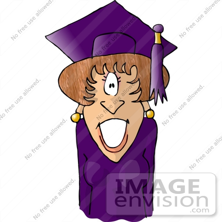 450x450 College Graduate Woman In Purple Gown, Cap And Tassle Clipart