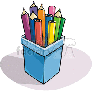 300x300 Royalty Free Cartoon Container Of Colored Pencils 382853 Vector