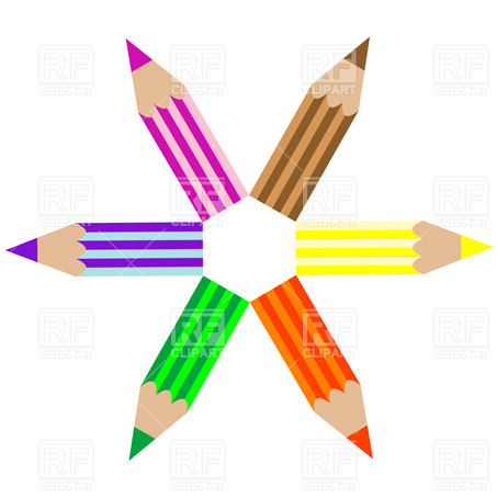 453x453 Colored Pencils Royalty Free Vector Clip Art Image