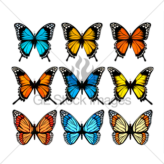 325x325 Hands Releasing Colorful Butterflies. Vector Illustration Gl