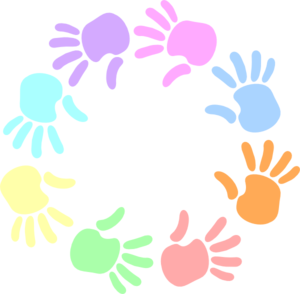 300x294 Colorful Circle Of Hands Clip Art
