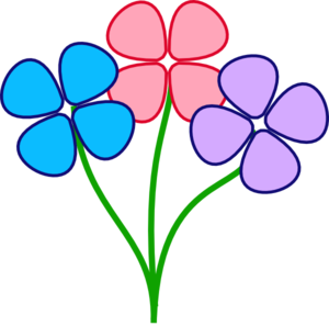 300x297 Three Colorful Flowers Clip Art