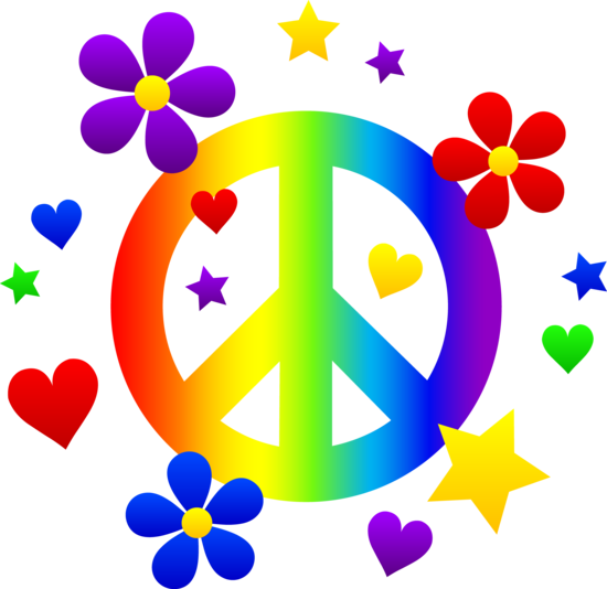 550x534 Free Clip Art Of A Rainbow Peace Sign With Hearts, Stars,