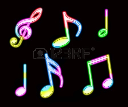 450x375 Neon Colorful Music Notes Stock Photo, Picture And Royalty Free