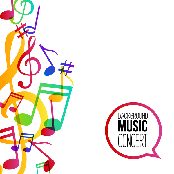 600x600 Background. Musical Background With Musical Notes. Vector Rainbow