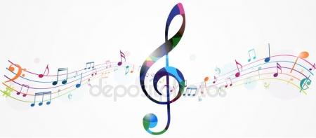 450x197 Colorful Music Notes With Treble Clef Stock Vector Bejotrus