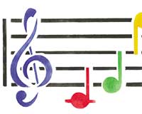 200x160 Musical Notes Single Overlay Wall Stencil Border