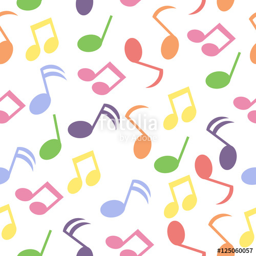 500x500 Seamless Background With Colorful Music Note On Yellow Background
