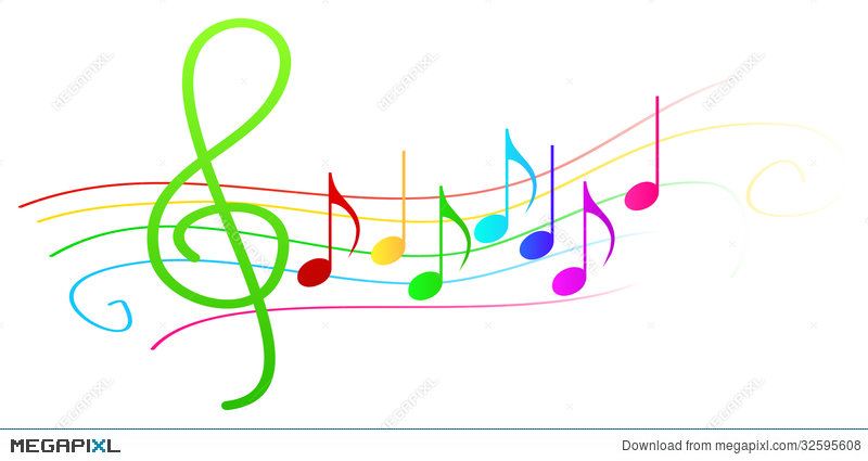 800x425 Colorful Musical Notes On Stave Illustration 32595608