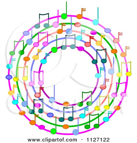 450x470 Cartoon Of A Ring Or Wreath Of Colorful Music Notes