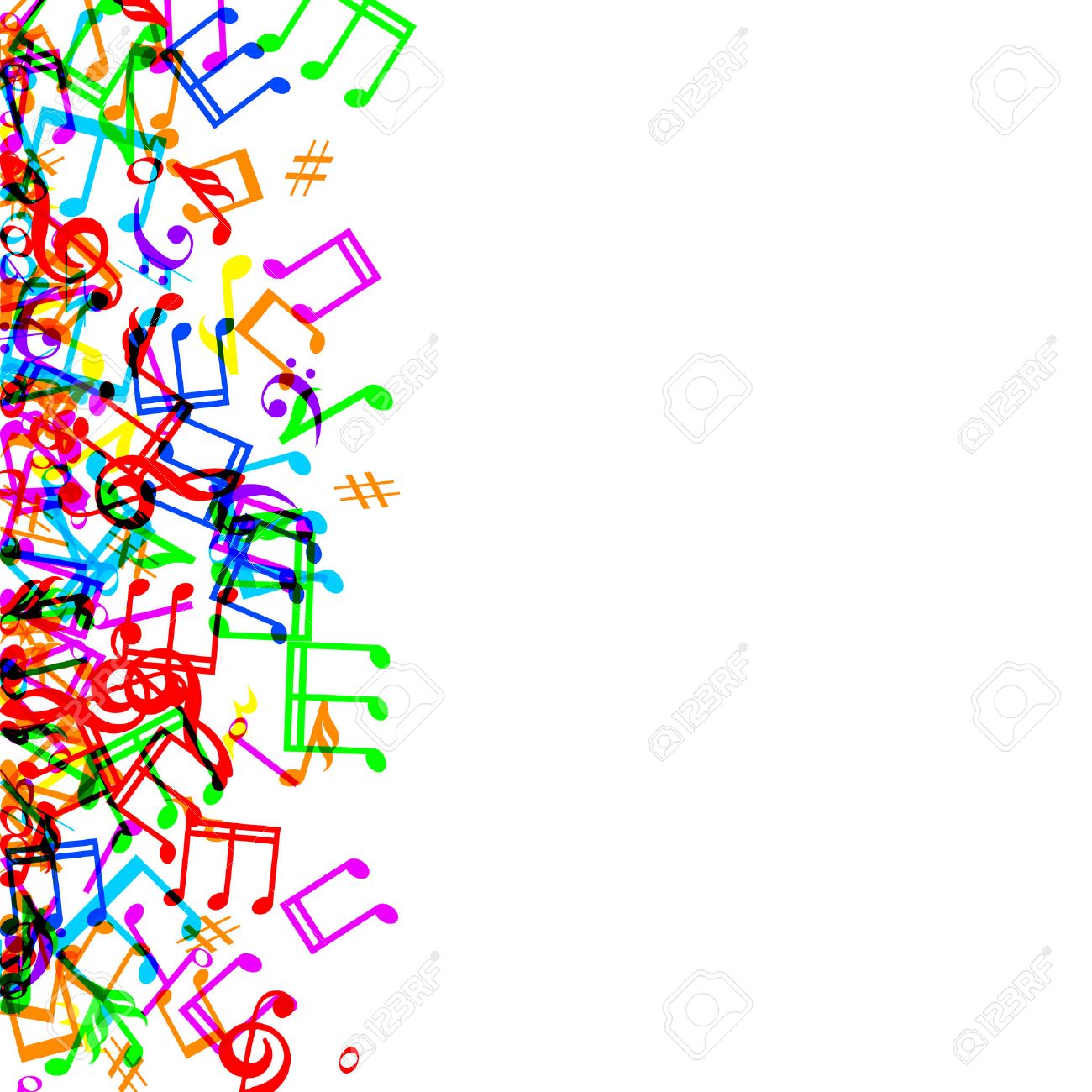 1300x1300 Colorful Music Notes Border Frame On White Background Royalty Free