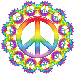 250x250 Rainbow Peace Surrounding Peace Signs Clip Art